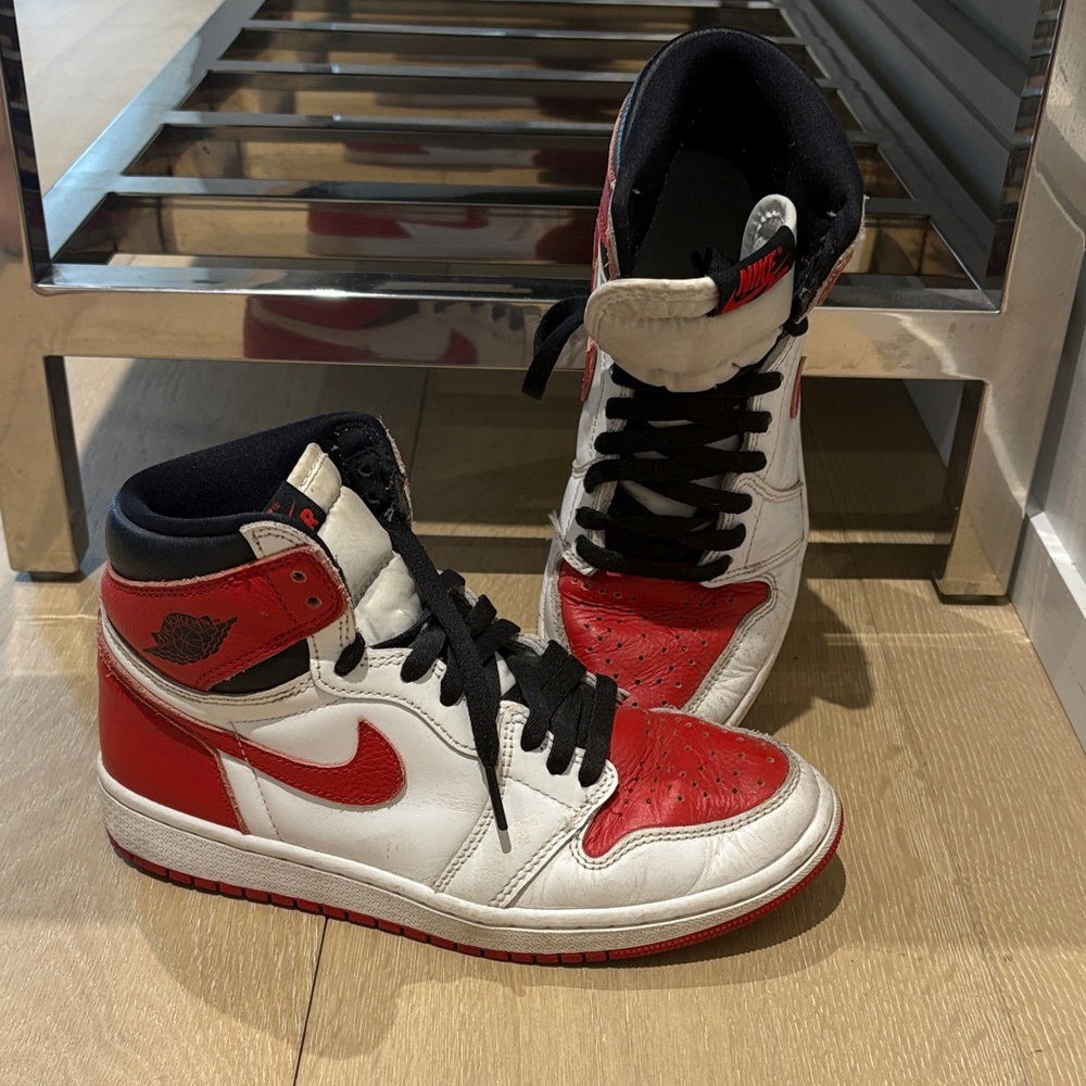Jordan Red and White High-Top Sneakers